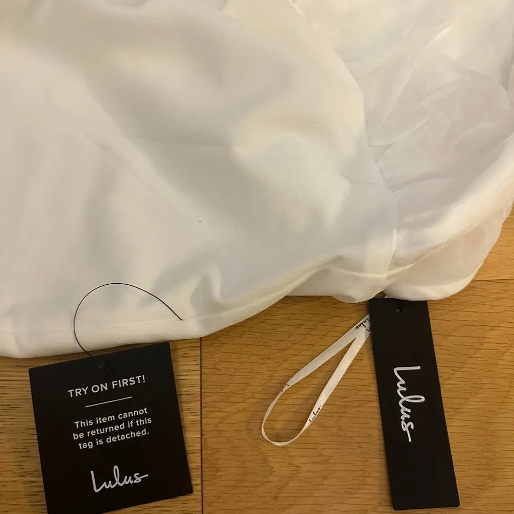Lulus Simply Magnificent White Organza Halter Backless Mini Dress - Size XL - Picture 3 of 3